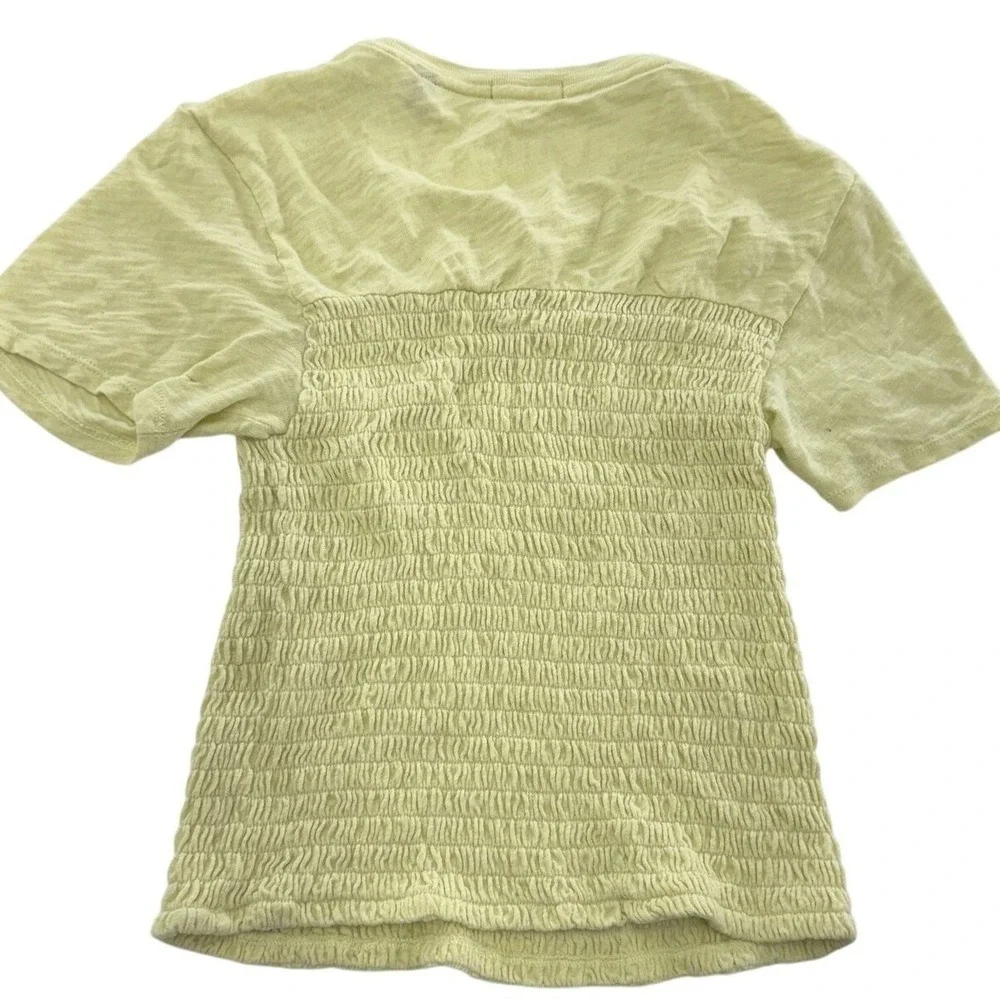 ATM Anthony Thomas Melillo Tee Women Large‎ Yellow Smocked Slub Cotton